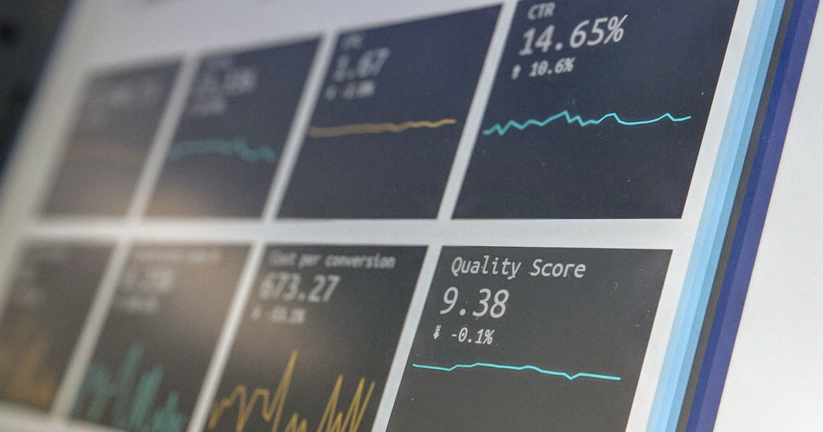Monitoring dashboard screen displaying real-time performance metrics and data